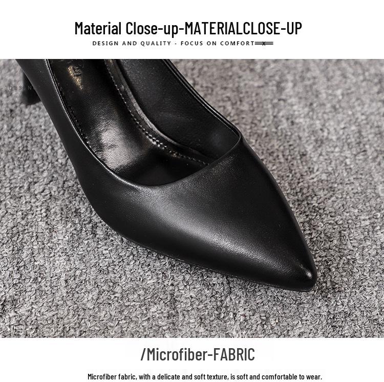 357-8 Flyvertinne Dames Svarte Skinn Stiletthæler - 2025 Profesjonelle Høye Hæler