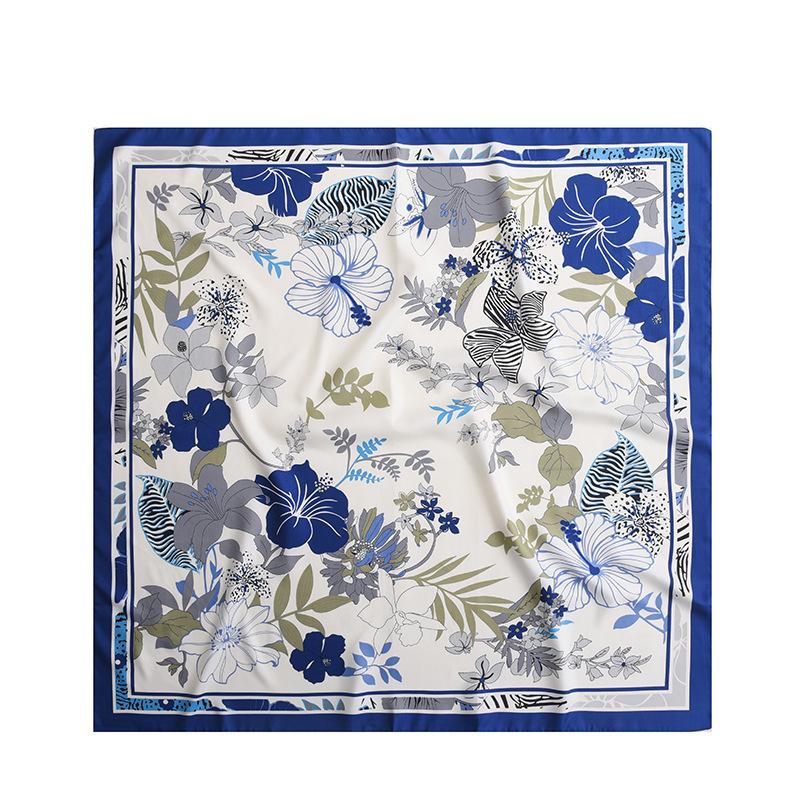 Foulard Stampati Primavera ed Estate, Foulard Quadrati 90 Fiore di Tè, Foulard da Donna Protezione Solare, Foulard, Accessori
