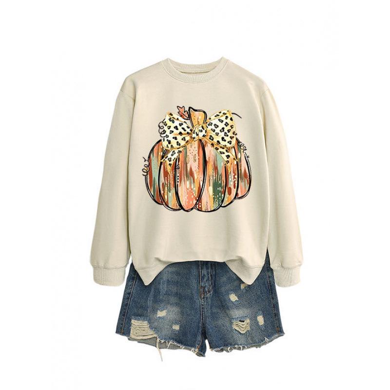 European Fashion Leopard Print Bow Long Sleeve Women's Hoodie