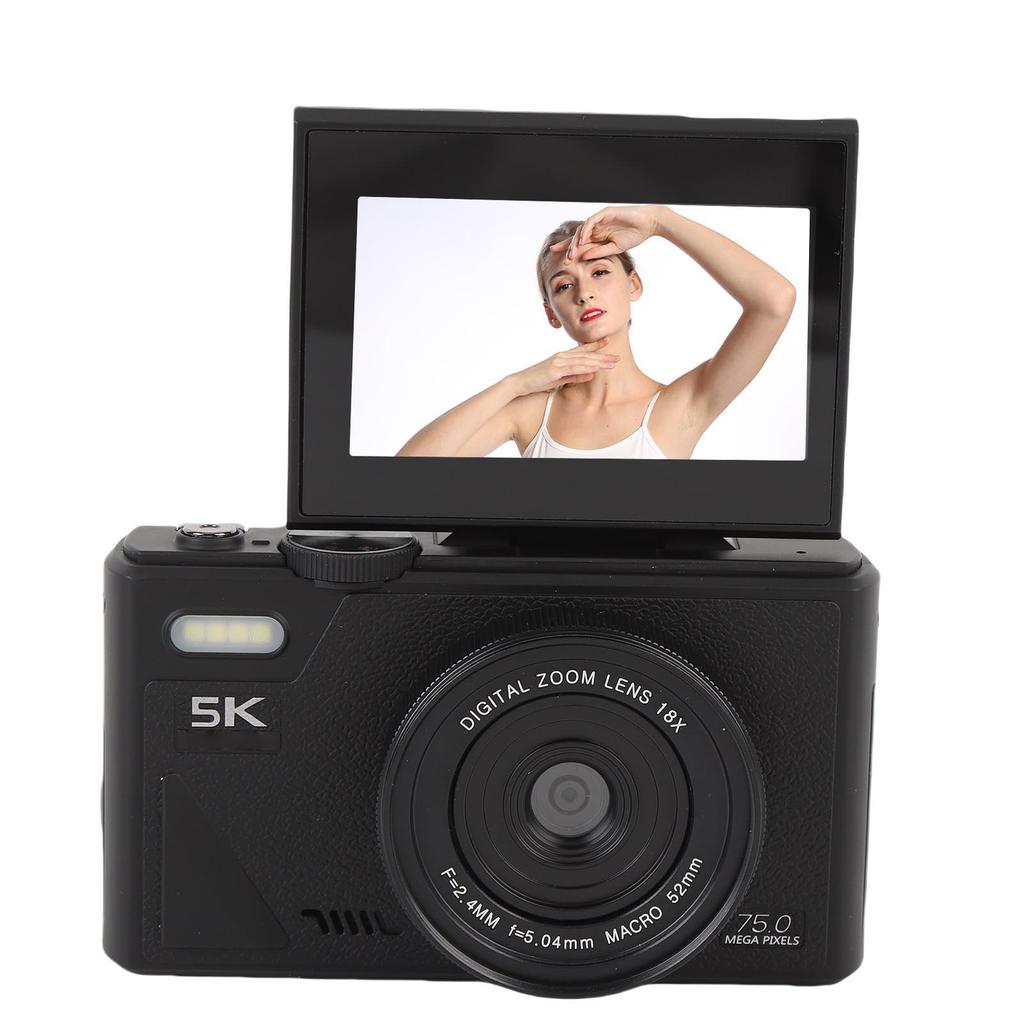 Digital Camera 5K 75MP HD 18X Zooming Autofocus 180 Degree   Screen Anti Shake Retro Digital Camera for Selfie Travel