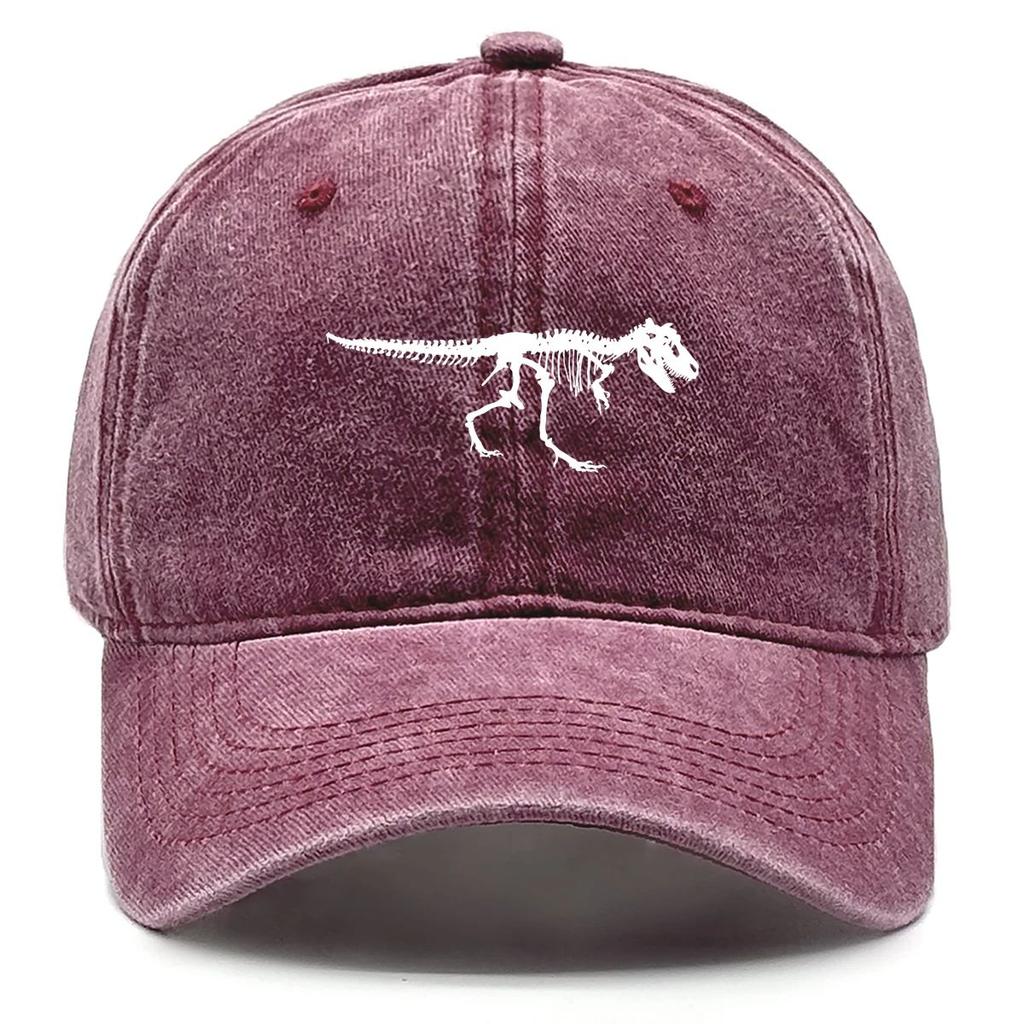 Skeleton Dinosaur Print Baseball Cap Adjustable Snapback Sun Cap Animal Sports Hat Retro Protective Hat for Men Women