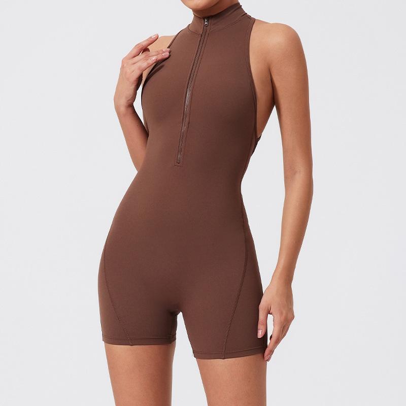 

Летний спортивный комбинезон Scrunch Gym, женский фитнес-костюм, шорты, спортивные комбинезоны для женщин, спортивный костюм, одежда для йоги, застежка-молния, спортивная одежда с грудью M