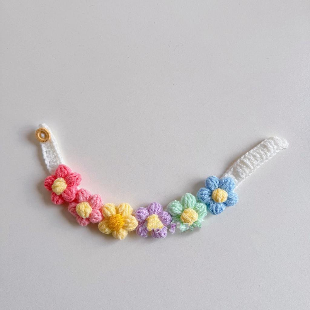 Blue And White Knitted Pet Collar for Small Dogs And Cats Floral Bib Photo Accessory Pet Supplies