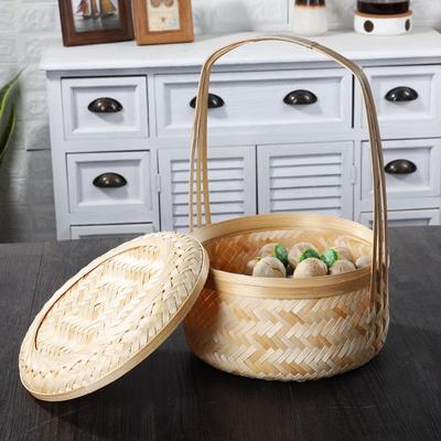 Large Bamboo Weaving Basket with Lid: Egg, Tea, Zongzi, Storage & Gift Basket