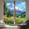 2pcs -Swiss snow-capped mountains print curtains, pole bag curtains, home decoration, room decoration