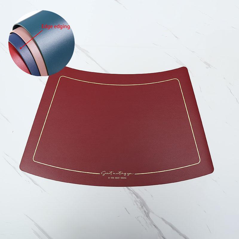 Scalloped Leather Placemat Table Mat Oil-Water-Proof And Heat-Insulating Household PU Table Coasters Kitchen Device Sets