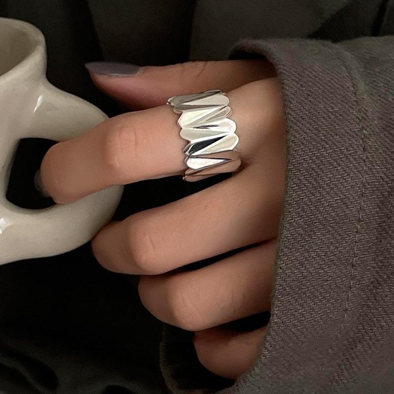 Sterling Silver Trend Arched Wide Ring For Female Geometry Punk Design Jewelry Asymmetric Gift Dropshipping