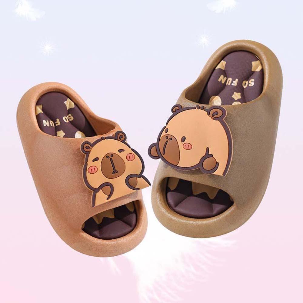 Thickened Cartoon Animal Slippers PVC Children's Bathroom Sandals Cute Capybara Slippers  Boys