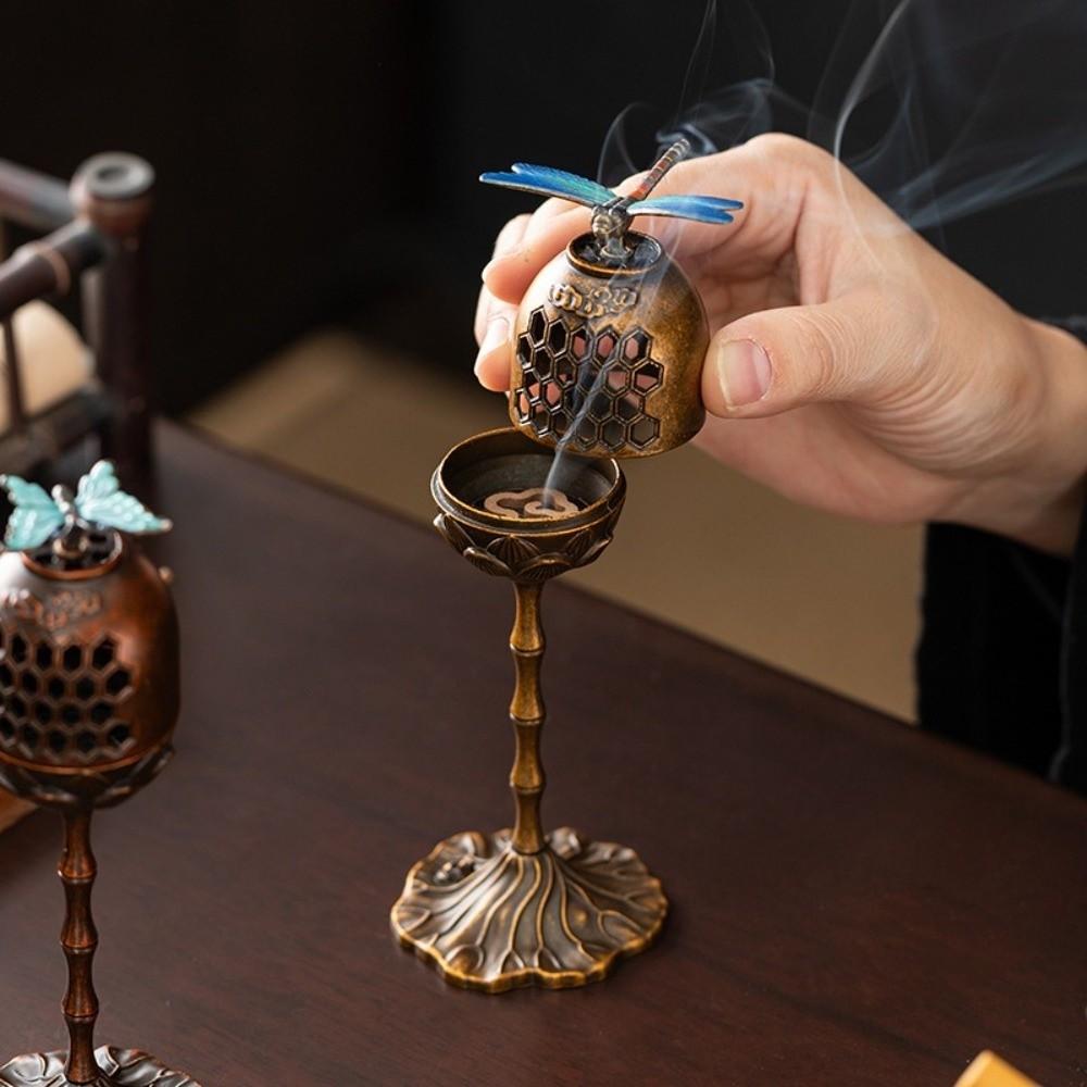 Butterfly Design Incense Burner Dragonfly Pattern Handmade Aromatherapy Stove Creative Incense Holder Chinese Decoration