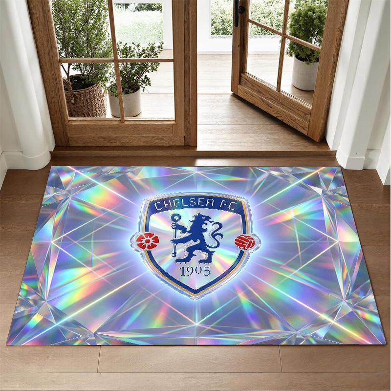 Chelsea FC Design Crystal Velvet Rug Soft Decorative Mat for Bedroom Entrance