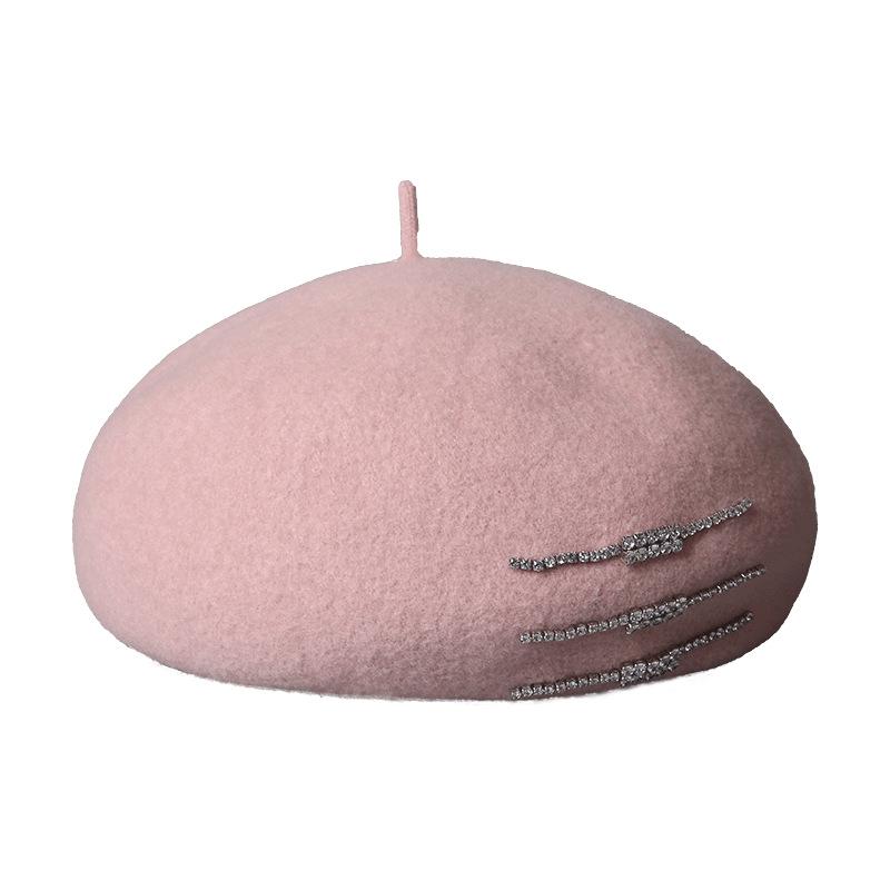 Beret women's autumn and winter new wool woolen beret versatile painter hat women show small face