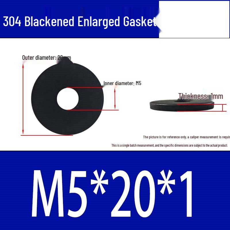 Large Black 304 Stainless Steel Ultra-Thin Oversized Flat Washer, Zinc-Plated