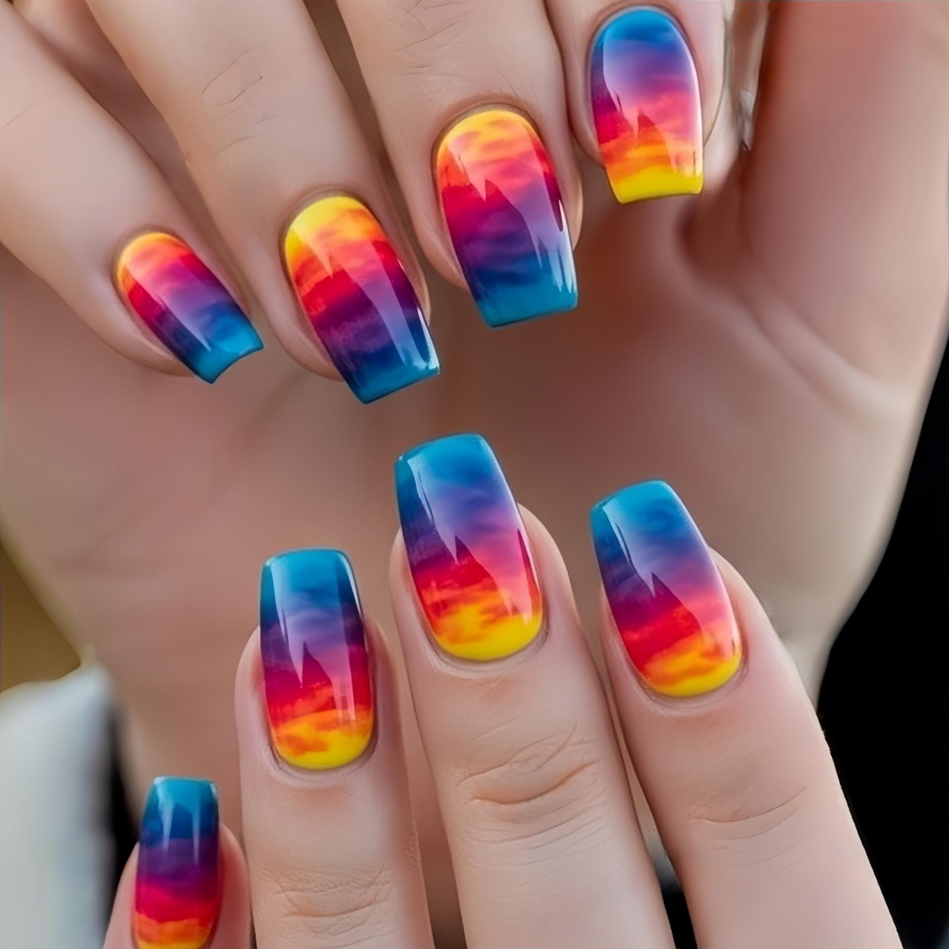 Spring Blue Gradient Nail Stickers Nail Decoration Wearable Nail Art Sticker