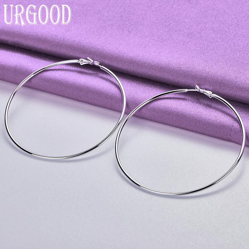 925 Sterling Silber Glatte 50/60/70/80mm Ohrringe Hochzeit Charm Schmuck