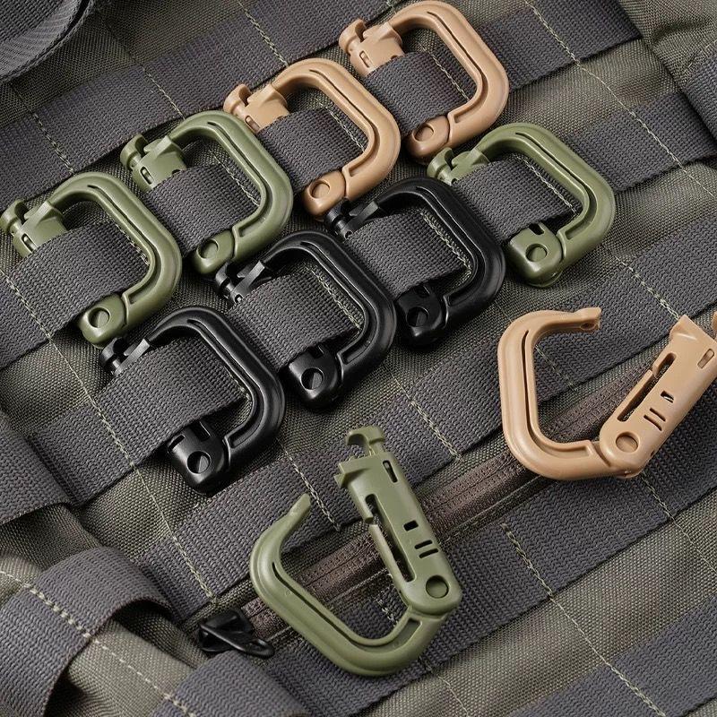 Tactical D-Ring Carabiner Grimlock Locking Plastic Molle Webbing Buckles Clips Hook Haging for Outdoor Hiking/Military/EDC