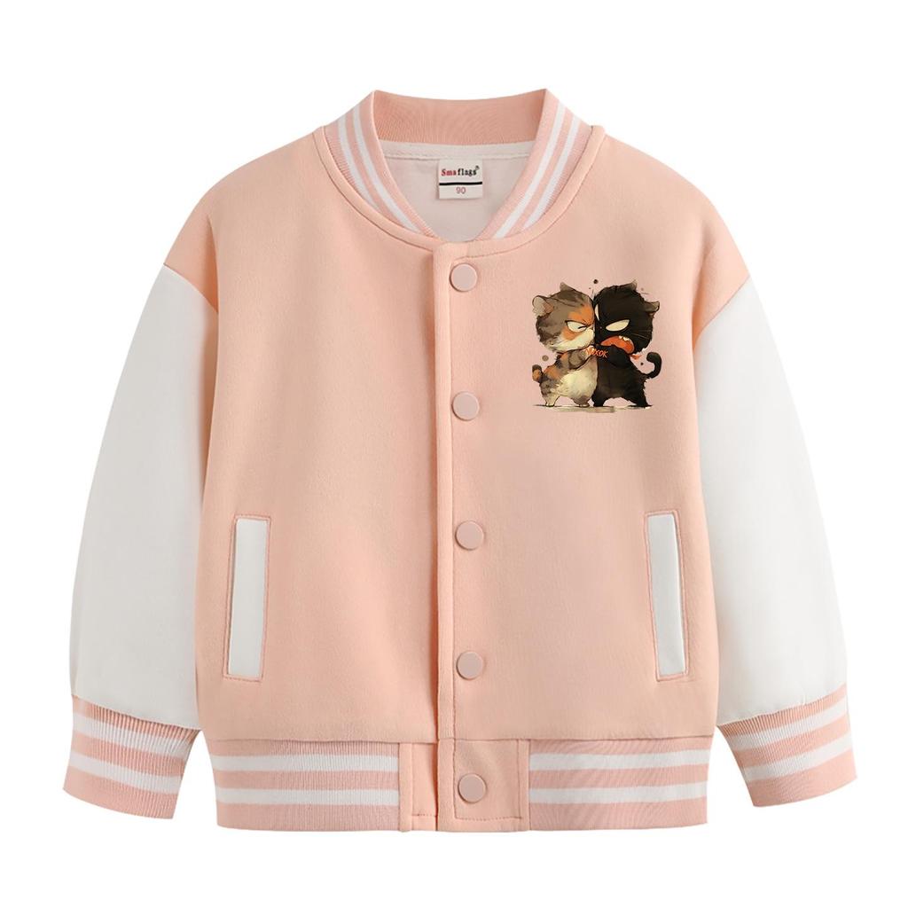 Boys' 2026 Fleece-Lined Baseball Jacket for Spring and Autumn