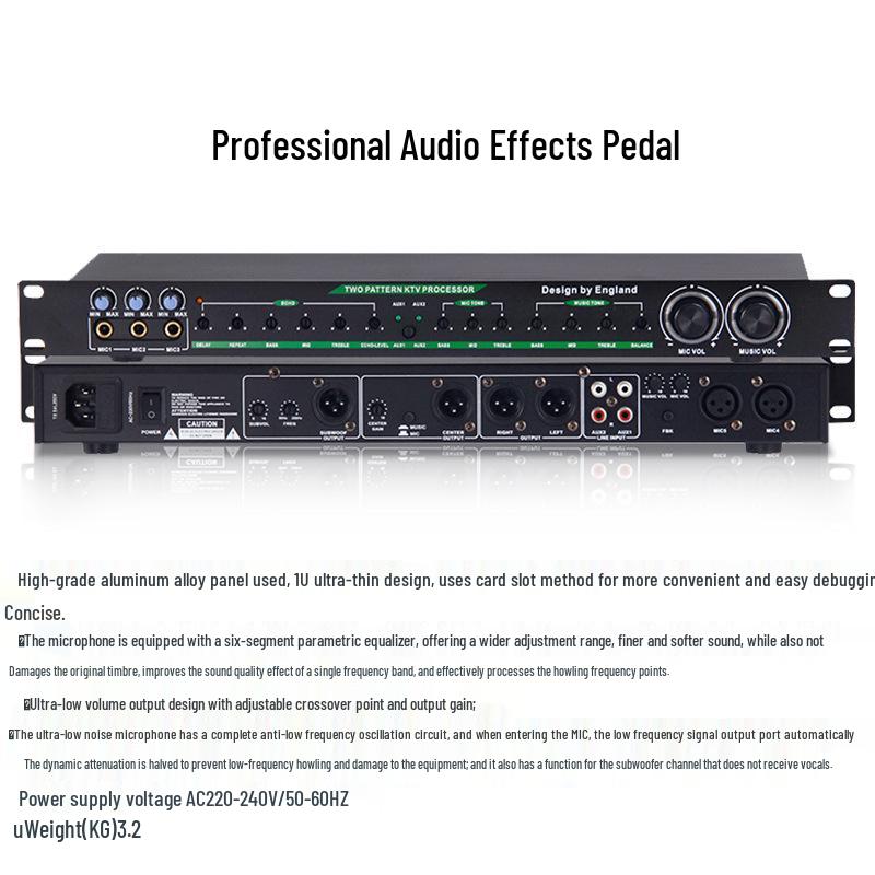 Professional KTV Karaoke DSP Reverb Audio Processor with Anti-Howling