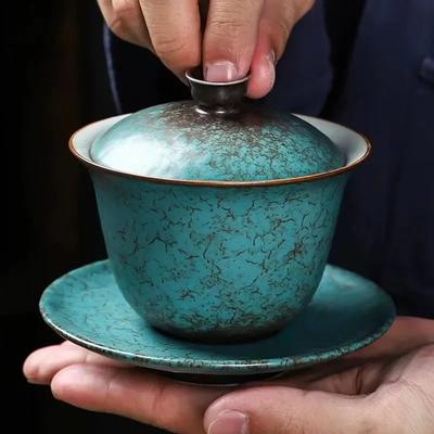 Keramik Sancai Gaiwan Chinesische Retro Teeschale Hochwertiges Teegeschirr Teetasse Kung Fu Teetassen Heimdekoration Porzellan Teetassen