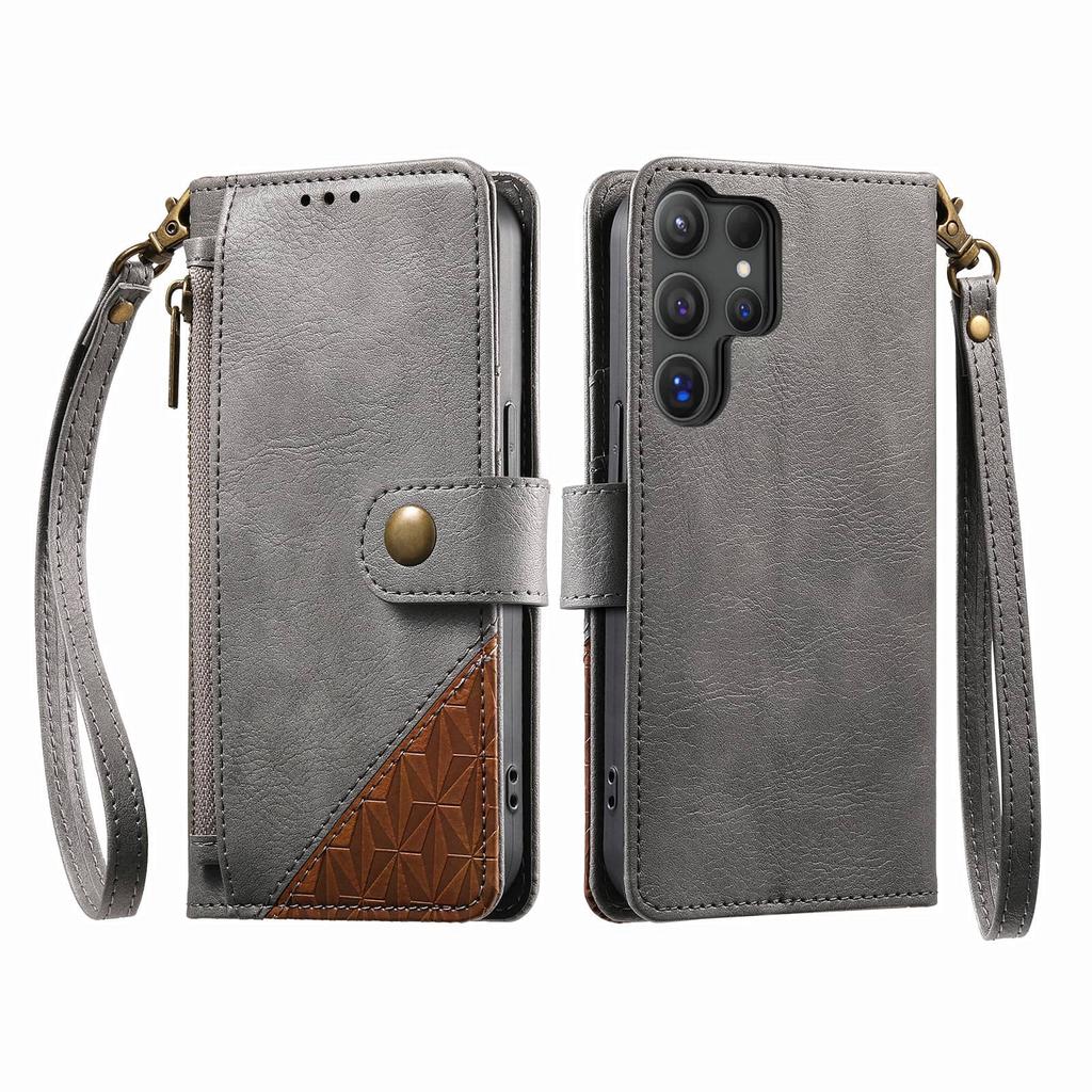For Samsung Galaxy S26/S25 Edge/S24/S23/S22 Ultra Wallet Case, RFID Blocking 3 Card Slots, Shockproof Cover with Wrist Strap