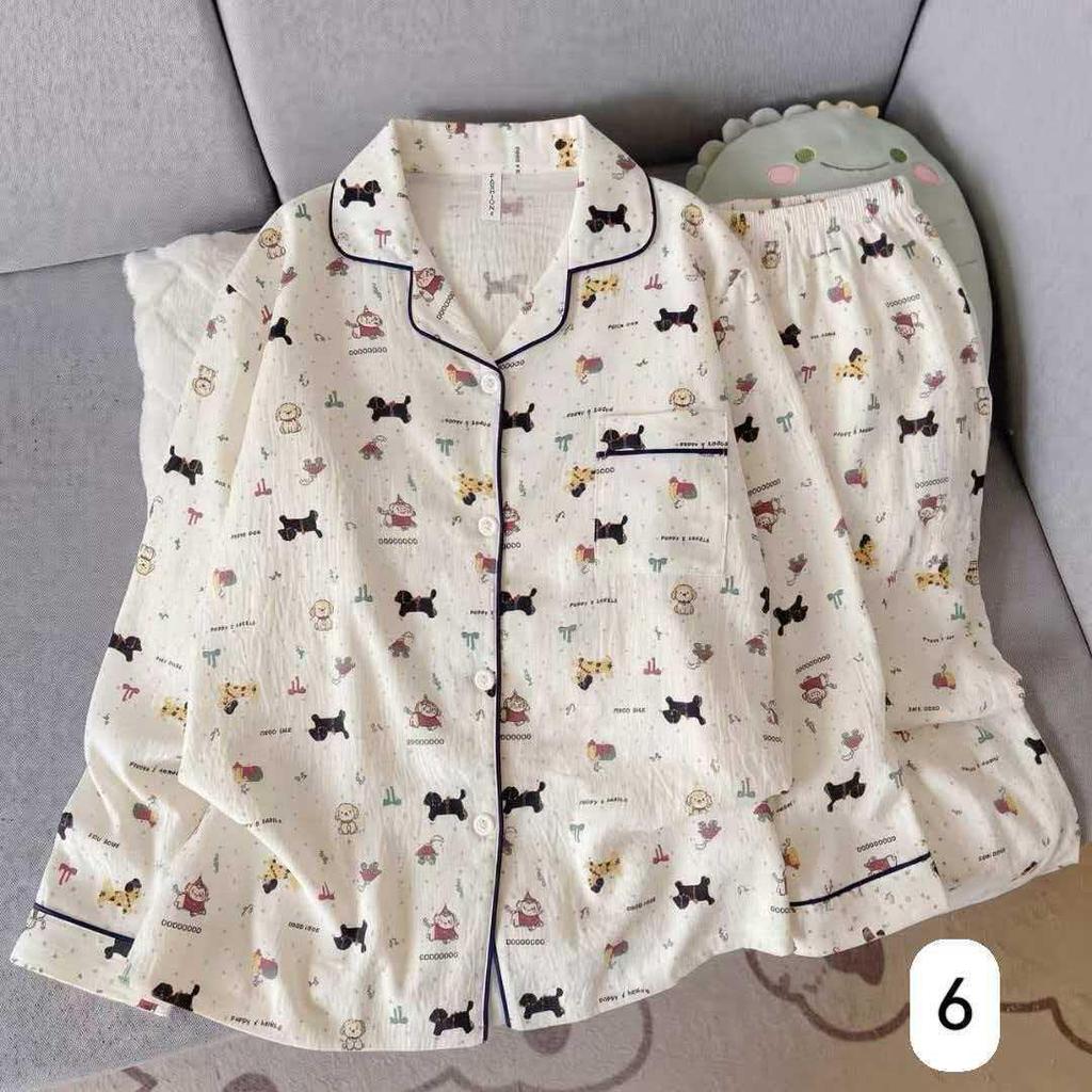 Women's Cloud Cotton Long Sleeve Pajamas - Sweet Cartoon Design for Spring & Autumn, Versatile for Home or Out