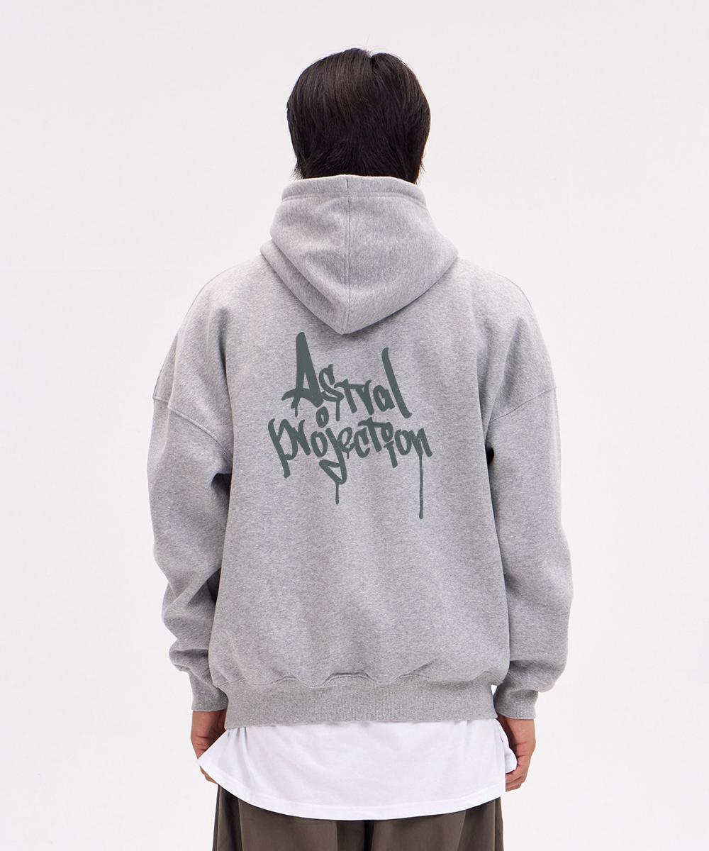 Astral Projection Pen Graffiti Lettering Oversized Wide Shoulder Hoodie_Melange Xl (Fleece-Lined)
