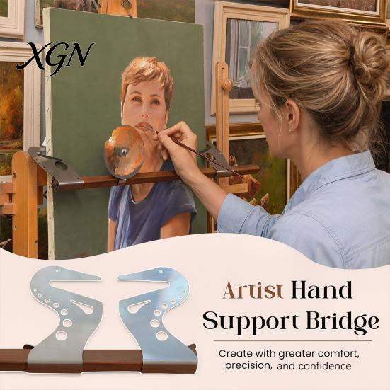 Drawing Hand Support 2Pcs Artist Bridge, Adjustable Easel Rest Bar, Ergonomic Wrist Metal Stabilizer Tool for Painting Craft Projects Board