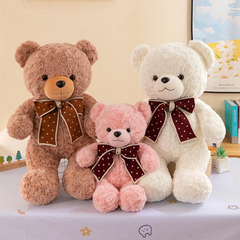 Cartoon Dot Bow Tie Bear Plush Toy Children's Birthday Gift Floor Push Ring Gift Little Bear