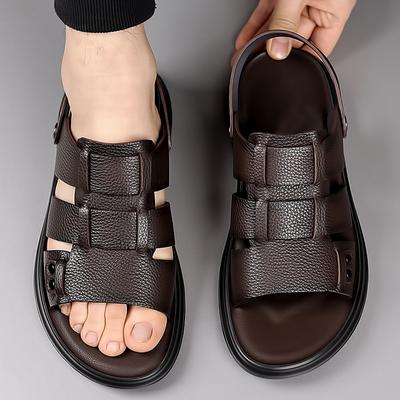 Summer New Genuine Leather Sandals for Men Outdoor Casual  Non-slip Breathable Roman Shoes Comfortable Beach  Slippers