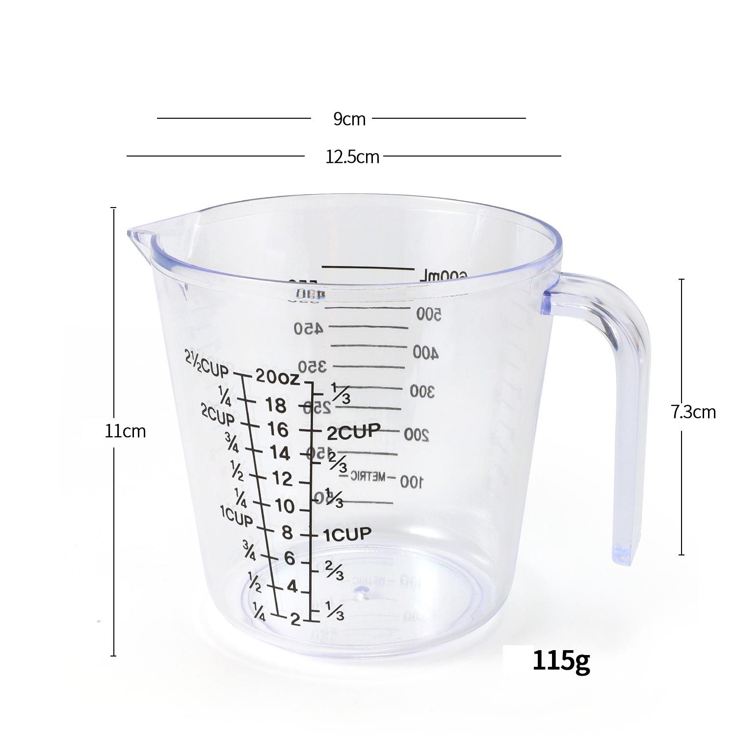 

1 шт., инструменты для выпечки, масштабированные, видимые, прозрачные, двойные весы, мл унции PS, пластиковый мерный стаканчик для выпечки, мл/унция 600ML
