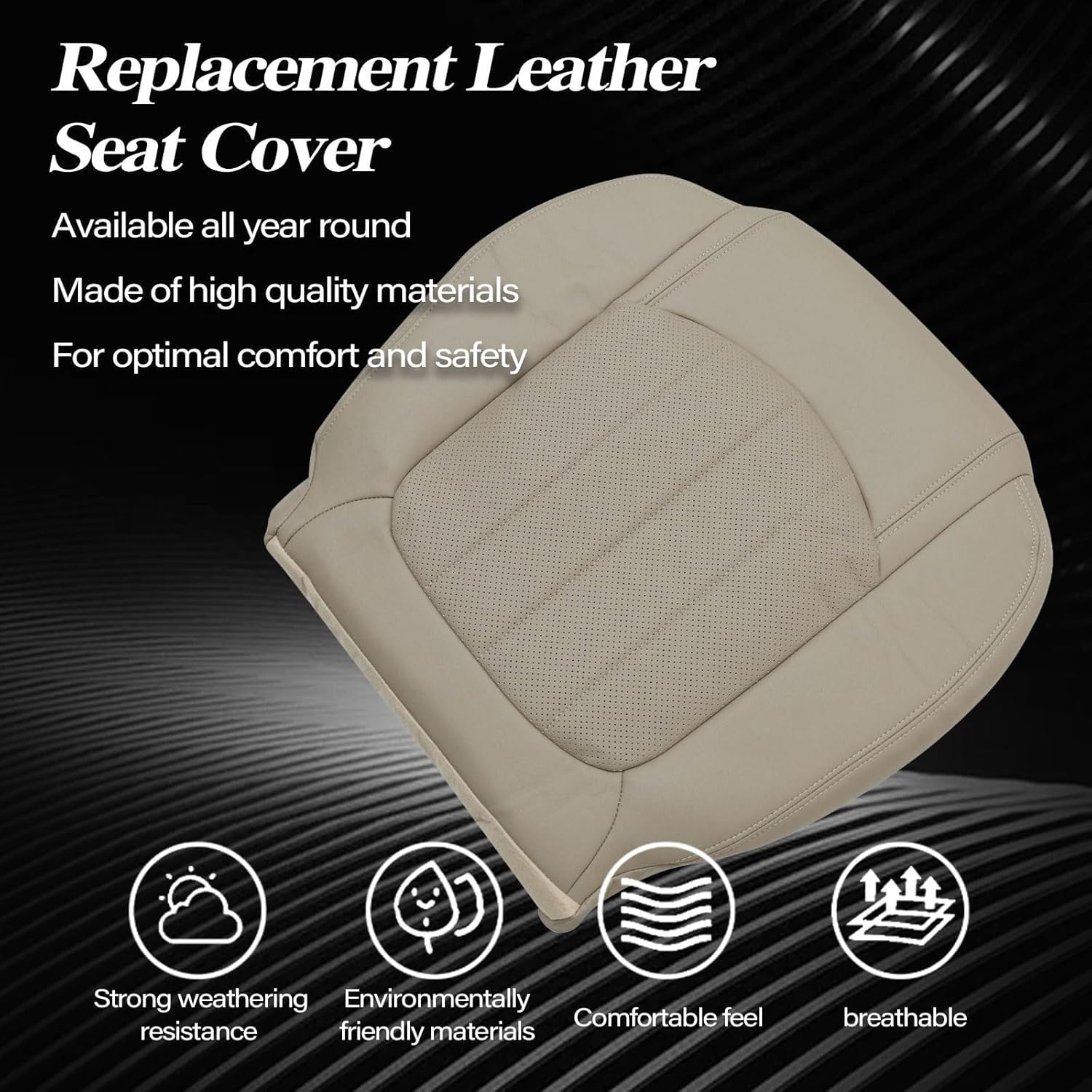 SecosAutoparts Passenger Bottom Perforated Leather Replacement Seat Cover Compatible with Chevy Traverse/GMC Acadia 2008-2017 Compatible with Buick