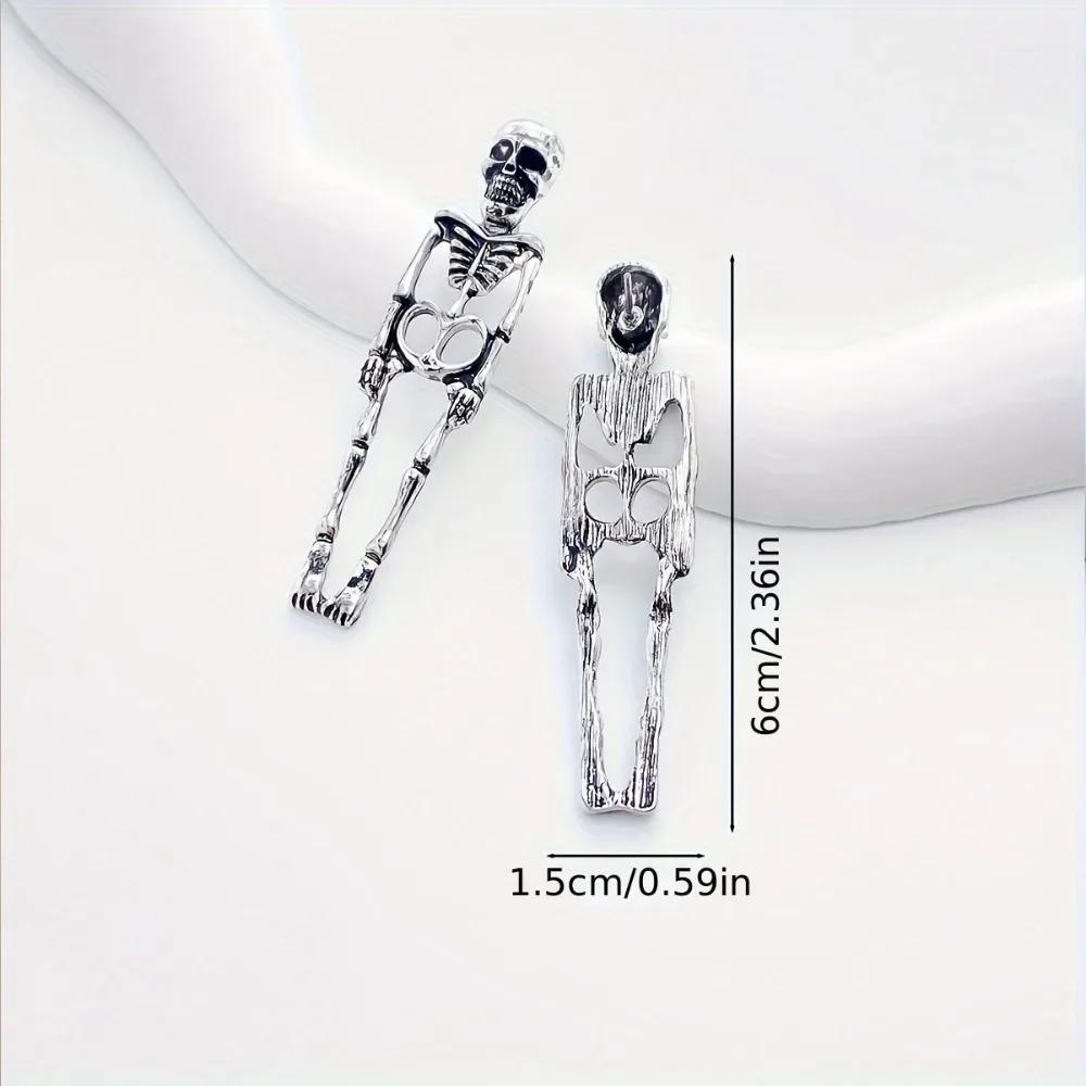 Punk Rock Stud Earrings for Man Women Stainless Steel Drop Dangle Earrings Gothic Rose Skull Ear Stud Hip-Hop Earring Zircon