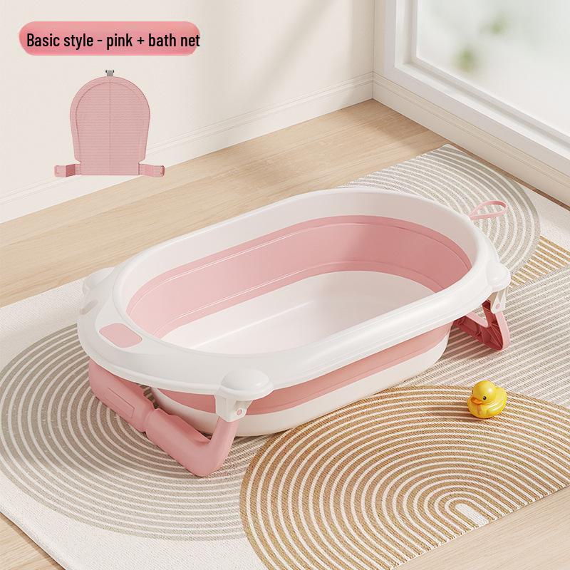 Temperature-Sensitive Folding Baby Bath Tub with Mat, PP + TPE Materials