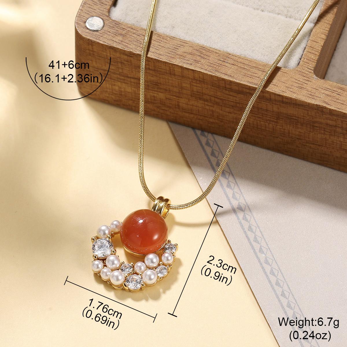 European and American retro natural pearl earrings 18K real gold oil drop pendant zircon necklace autumn and winter light luxury collarbone