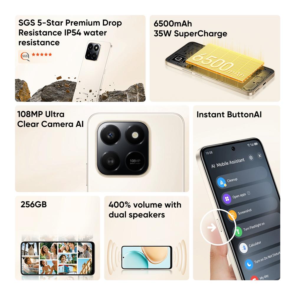 Honor 400 Smart 5G 6,77" 6500mAh 5G Smartphone | Snapdragon 6s Gen 3 | 50MP Kamera | NFC | EU-Version