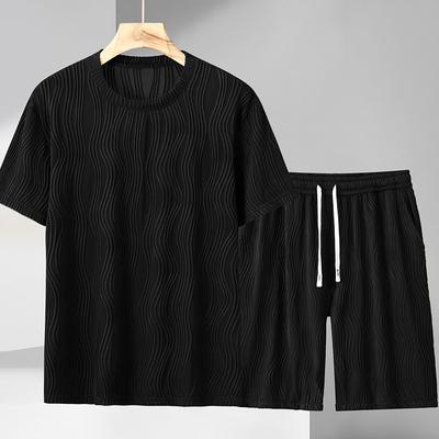 Plus Size 4XL-11XL Oversized T-shirt Summer Men's 2 Pieces Set Fashion Shorts Sets Vintage Clothes