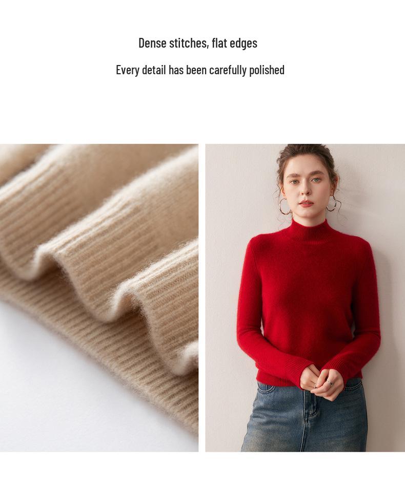 Women's Autumn Winter Cashmere Blend Soft Knit Turtleneck Sweater