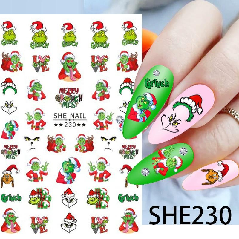 5 PCS Christmas Style Nail Stickers Sanrio Cartoon Nail Art Supplies Cute Hello Kitty My Melody 3D Stickers Nail Art Decoration