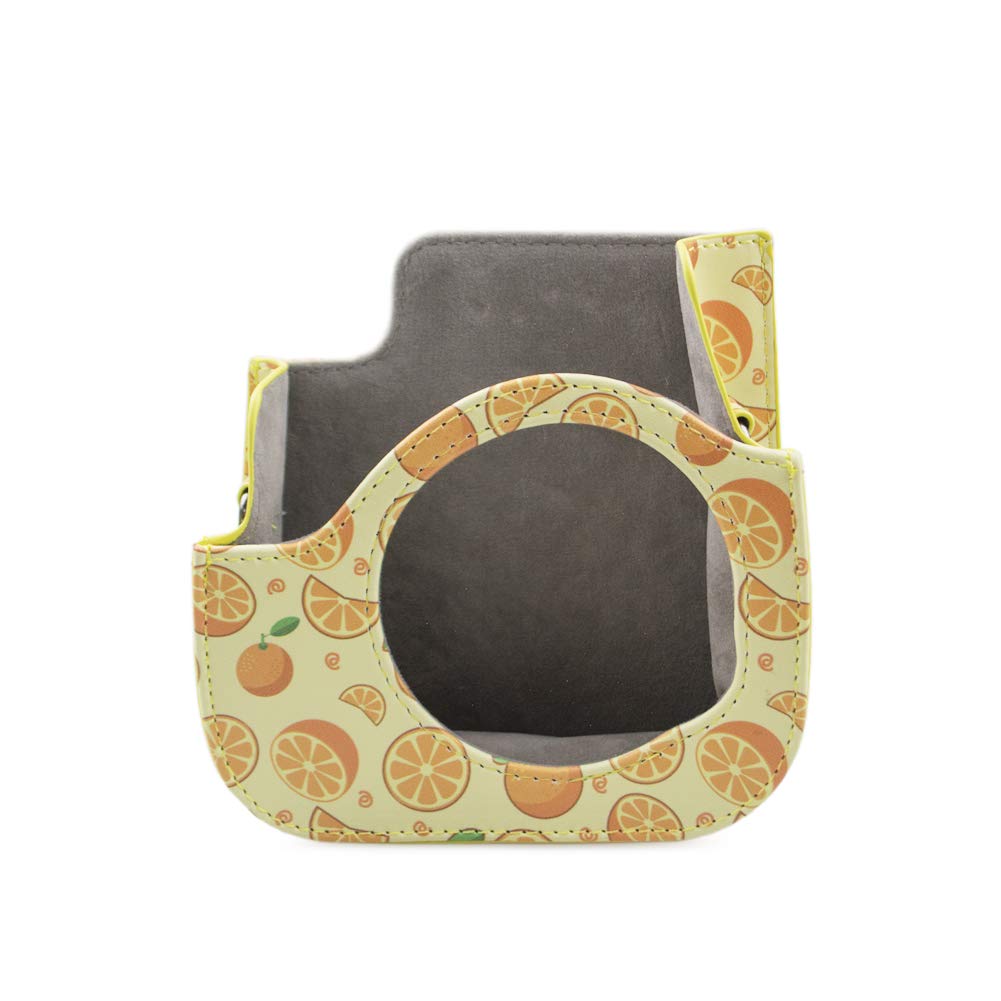 kinokoo Cheki Fujifilm Cheki instax mini11 Case instax mini11 Camera Case Cheki Protective Case with Shoulder Strap Case, (Orange Pattern)