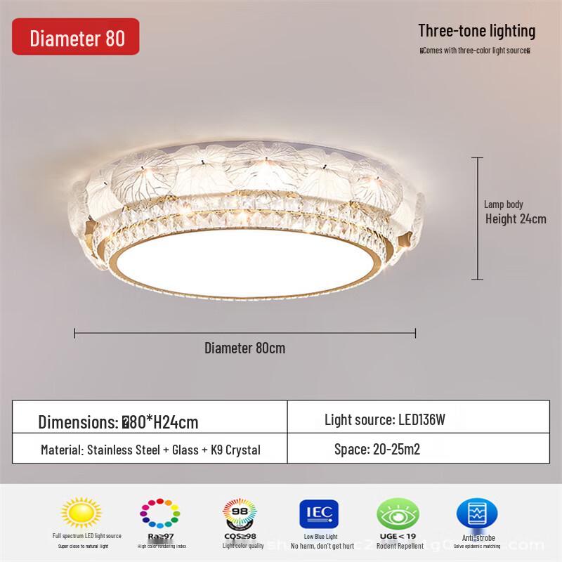 Pailide Light Luxury Crystal LED Ceiling Lamp, Lotus Leaf Design