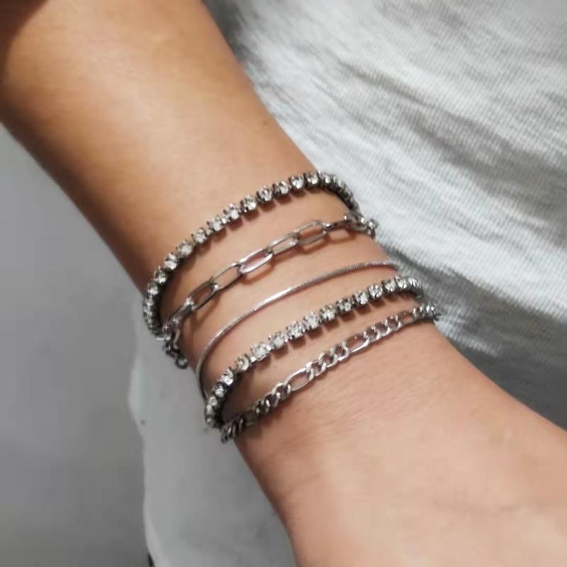 Stilvolle einfache Ziegelklaue Kette mehrlagige Kette, Schmucktrend ins kreatives geometrisches Set Armband