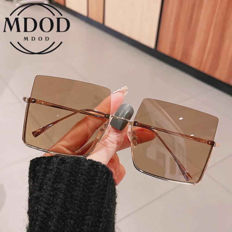 Mdod Kadınlar İçin Büyük Boy Moda Güneş Gözlükleri Yarım Çerçeve Anti-Uv Gözlükler Gradyan Camlar Süper Büyük Çerçeve Güneş Gözlükleri Kadınlar