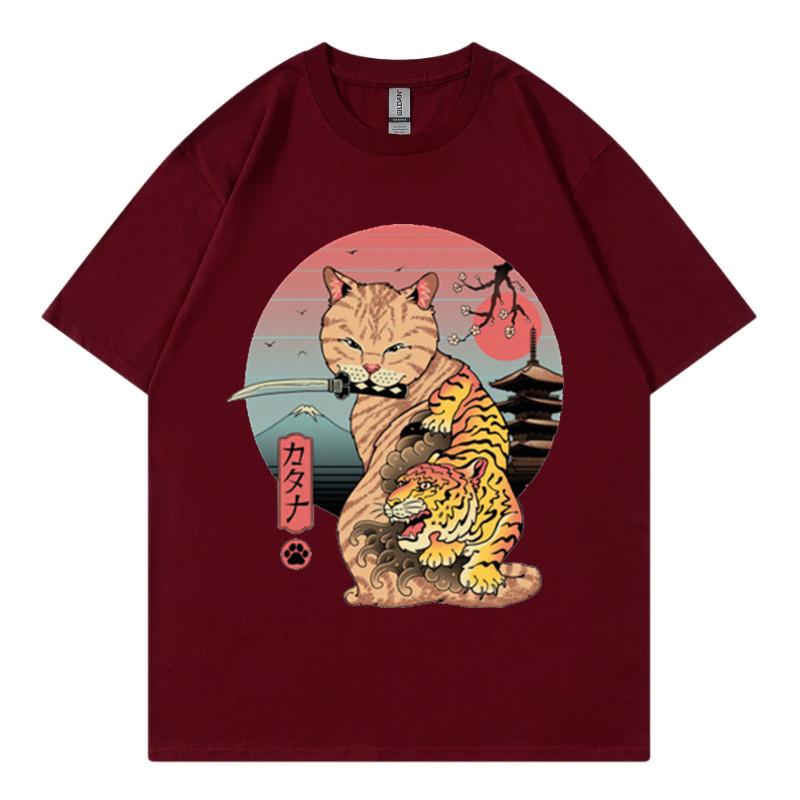 Summer New Hot Stamping Printing Short Sleeve Raglan Sleeve Japanese Anime Sushi Cat 2 Tshirt