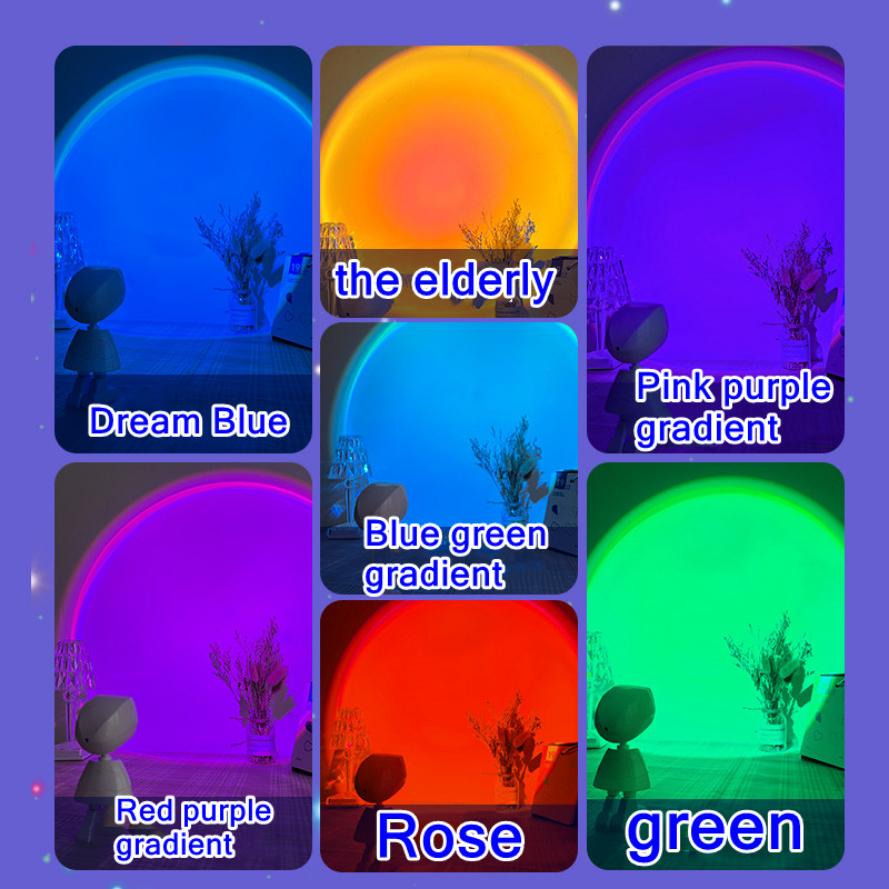 RnnTuu  Sunset Lamp LED Rainbow Neon Night Light Projector Photography Wall Atmosphere Lighting for Bedroom Home Room Decor Gift