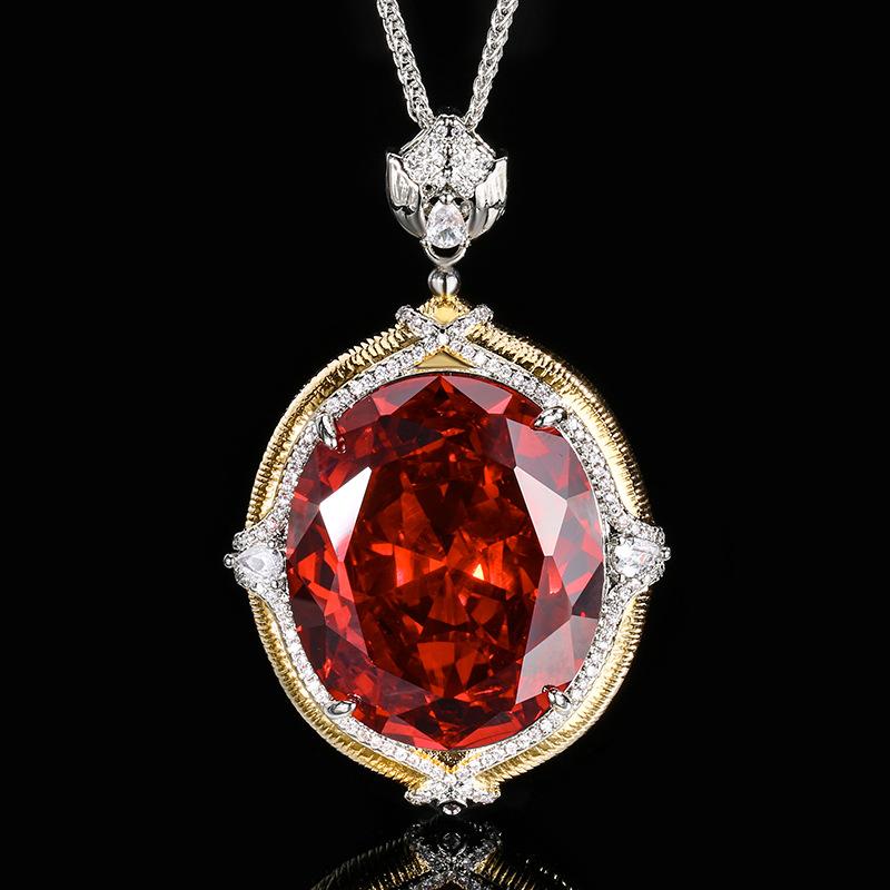 

Ювелирное украшение Имитация Цветного Сокровища Большой Яйцевидный Ретро Брашированный Кулон Ожерелье Камень 25 * 30