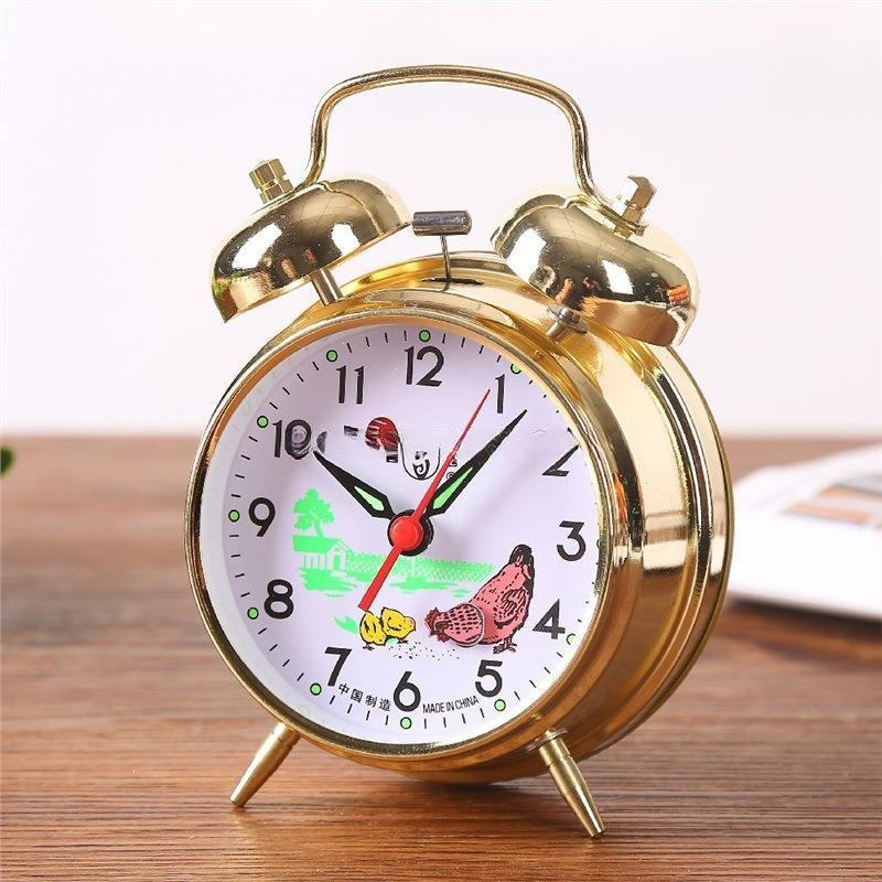 Vintage-style Metal Alarm Clock with Horseshoe Bell Sound, Spring-Wound for Students