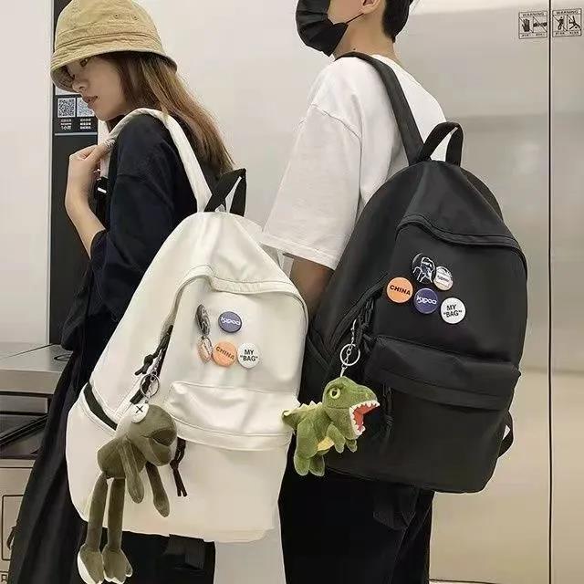 Schoolbag trendy brand backpack men's simple large-capacity travel backpack leisure Japanese junior high school student high school student schoolbag
