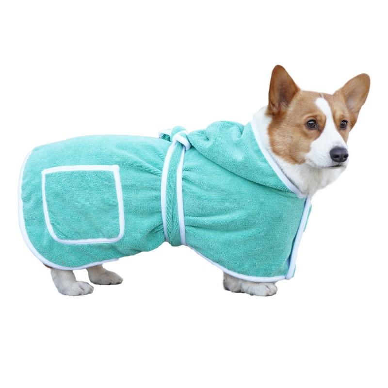 Quick-Dry Pet Robe With Hood Large Dogs Like Golden Retriever Labradors Absorbent Bath Towel After Shower