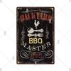 Dad's BBQ Party Metal Tin Plaque Retro Tin Signs Barbecue Rules Slogan Plate Vintage Grill Poster Yard Garden Kitchen Wall Decor
