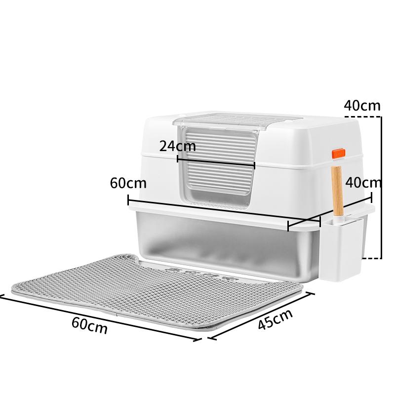 Extra-large Fully Enclosed Stainless Steel Cat Litter Box Waterproof Easy Clean Pet Products Cleaning Accessories Cat Bedpans