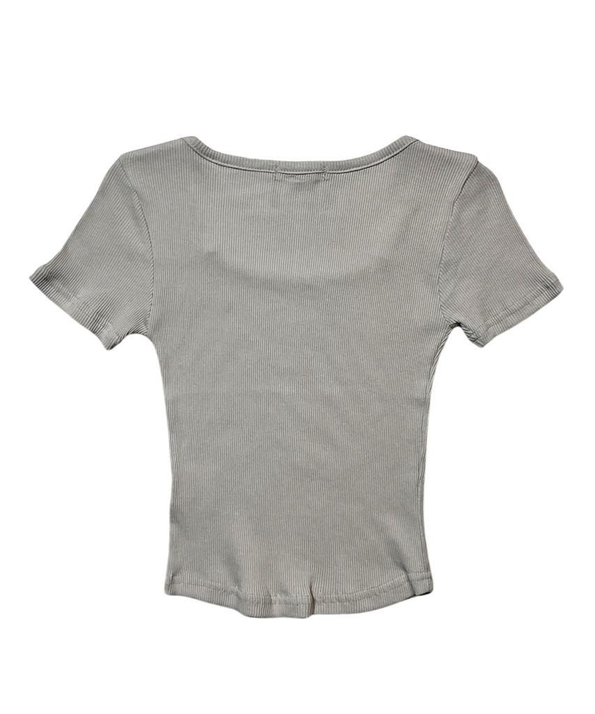 Bonseullipi Cross Square Neck T-Shirt (Beige)